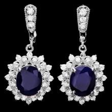 14k Gold 9ct Sapphire 1.90ct Diamond Earrings