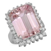 14K Gold 15.94ct Kunzite 1.18ct Diamond Ring