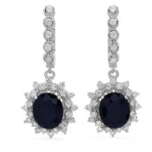 14K Gold 7.97ct Sapphire 1.63ct Diamond Earrings