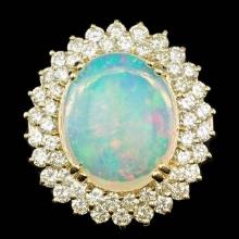 14k Yellow Gold 9.00ct Opal 3.15ct Diamond Ring