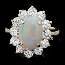 14k Yellow Gold 3.00ct Opal 2.00ct Diamond Ring