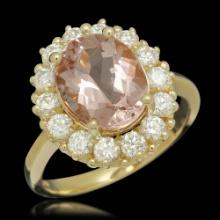 14K Gold 3.23ct Morganite 1.09ct Diamond Ring