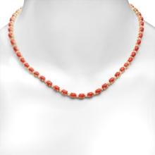 14K Gold 17.61ct Coral 1.17cts Diamond Necklace