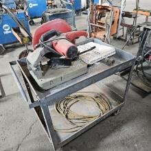 Rolling cart with Milwaukee 14 inch cut off saw