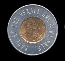 1952-D ... BU Encased Cent ... Rexall