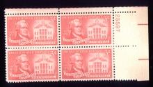 OLD 3 Cents Stamps ... Plate Block of 4 ... MNH
