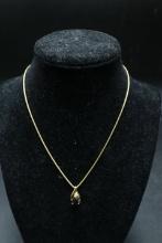14k Yellow Gold Necklace with Onyx Pendant