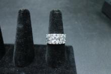 Sterling Silver Wedding Ring Set with CZ's