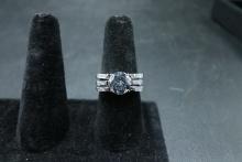 Sterling Silver Wedding Ring Set with CZ's