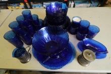 Set of Avon Royal Sapphire Glass Dinnerware