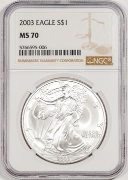 2003 $1 American Silver Eagle Coin NGC MS70