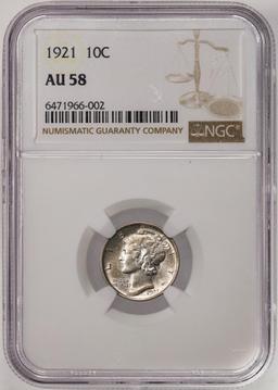 1921 Mercury Dime Coin NGC AU58