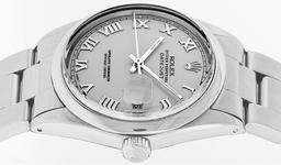 Rolex Men's Stainless Steel Silver Roman Datejust Wristwatch