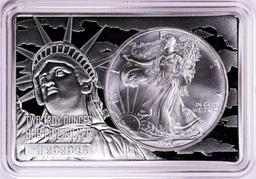 1996 $1 American Silver Eagle Coin & 2oz Silver Bar Set