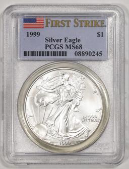 1999 $1 American Silver Eagle Coin PCGS MS68 First Strike