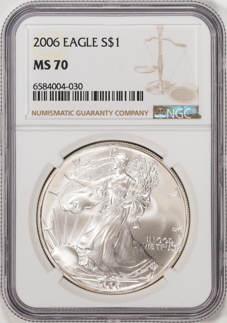 2006 $1 American Silver Eagle Coin NGC MS70