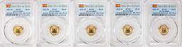 (5) 2022M Spain 15 Euro Cent Reverse Proof Lynx Gold Doubloon Coins PCGS PR69 FDOI