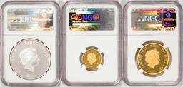 Set of (3) 2014 Disney Steamboat Willie Mickey Mouse Coins NGC PF70 Ultra Cameo w/COA