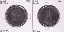 Lot of (2) 1797 Great Britain 2 Pence Coins
