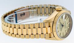 Rolex Ladies 18K Yellow Gold Champagne Index President Wristwatch