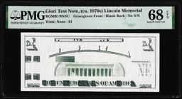 Circa 1970's Lincoln Memorial Giori Test Note PMG Superb Gem Uncirculated 68EPQ