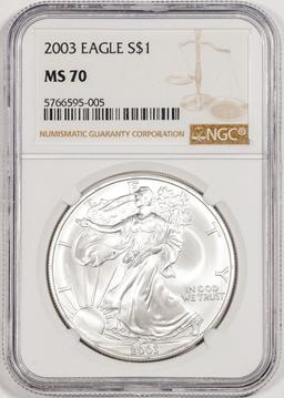 2003 $1 American Silver Eagle Coin NGC MS70