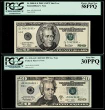 Lot of (2) 2001/2009 $20 Federal Reserve STAR Notes PCGS Graded