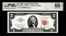 1963 $2 Legal Tender Note Fr.1513 PMG Superb Gem Uncirculated 68EPQ