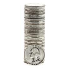 Roll of (40) Brilliant Uncirculated 1964 Washington Quarter Coins