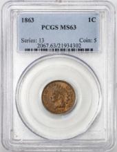 1863 Indian Head Cent Coin PCGS MS63