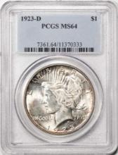 1923-D $1 Peace Silver Dollar Coin PCGS MS64