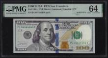 Solid Serial Number - 2017A $100 Federal Reserve Note PMG Choice Uncirculated 64
