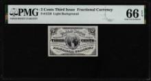 1863 Third Issue Three Cents Fractional Note Fr.1226 PMG Gem Uncirculated 66EPQ