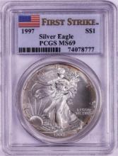 1997 $1 American Silver Eagle Coin PCGS MS69 First Strike