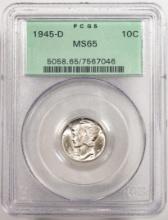 1945-D Mercury Dime Coin PCGS MS65 Old Green Holder