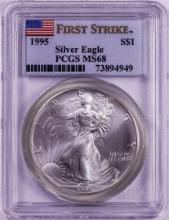 1995 $1 American Silver Eagle Coin PCGS MS68 First Strike