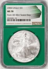 2004 $1 American Silver Eagle Coin NGC MS70 From US Mint Sealed Box Green Core
