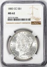 1883-CC $1 Morgan Silver Dollar Coin NGC MS62