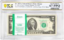 Pack 2017A $2 Federal Reserve STAR Notes Chicago Fr.1941-G* PCGS Superb Gem UNC 67PPQ