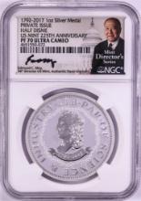 1792-2017 Half Disme 1 oz. Silver Medal NGC PF70 W/Edmund C. Moy Signature