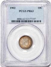 1902 Proof Barber Dime Coin PCGS PR63 Great Toning