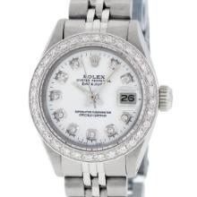 Rolex Ladies Stainless Steel Diamond Datejust Wristwatch