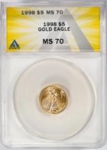 1998 $5 American Gold Eagle Coin ANACS MS70