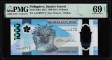 2022 Philippines Central Bank 1000 Piso Note P230a PMG Superb Gem Uncirculated 69EPQ