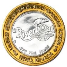 .999 Silver Riverboat Reno, Nevada $10 Casino Limited Edition Gaming Token