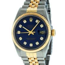 Rolex Mens Two Tone Diamond Datejust Wristwatch