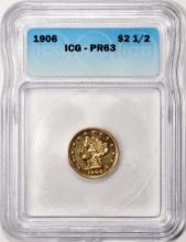 1906 $2 1/2 Proof Liberty Head Quarter Eagle Gold Coin ICG PR63