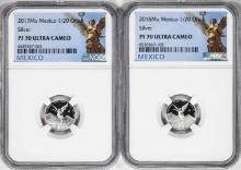 Lot of 2017-2018-Mo Mexico Proof 1/20 oz Silver Libertad Coins NGC PF70 Ultra Cameo