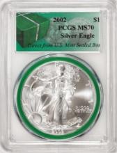 2002 $1 American Silver Eagle Coin PCGS MS70 Direct From U.S. Mint Sealed Box