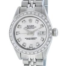 Rolex Ladies Stainless Steel Diamond Datejust Wristwatch